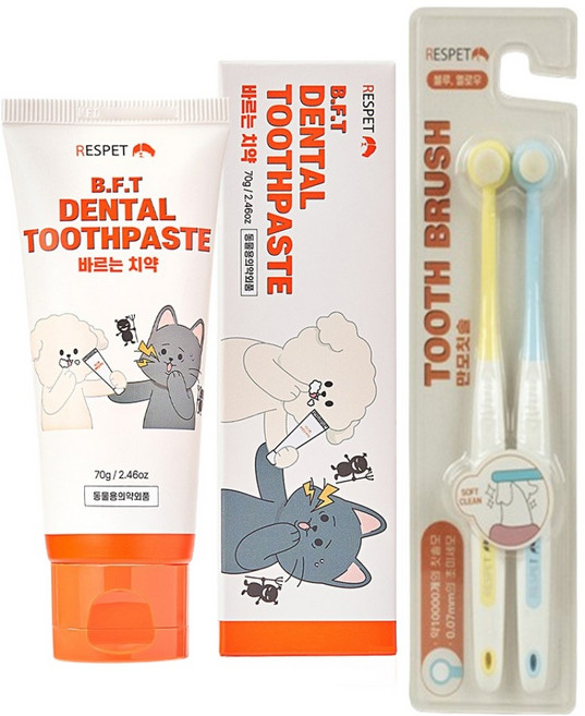 리스펫랩 강아지 고양이 바르는 치약 + 칫솔 2종 세트, 70g, 1세트