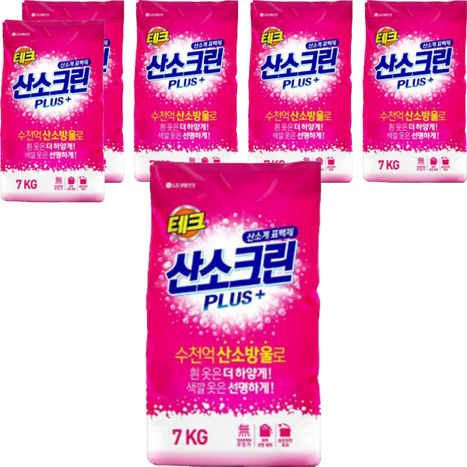 테크 산소크린 플러스 분말 표백제, 7kg, 6개