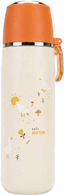 Kinyo 不鏽鋼杯蓋保溫杯 KIM-4013 72 x 65 x 223mm 288g, 橘色, 400ml, 1個