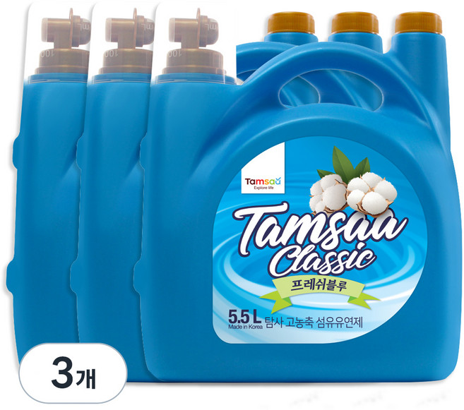 탐사 고농축 섬유유연제 프레쉬 블루, 5.5L, 3개