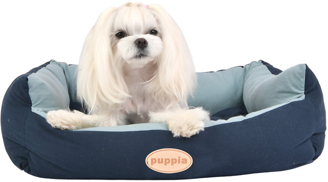 퍼피아 반려동물 집 침대 하우스 매트 코코 사각 방석, 네이비, 1개