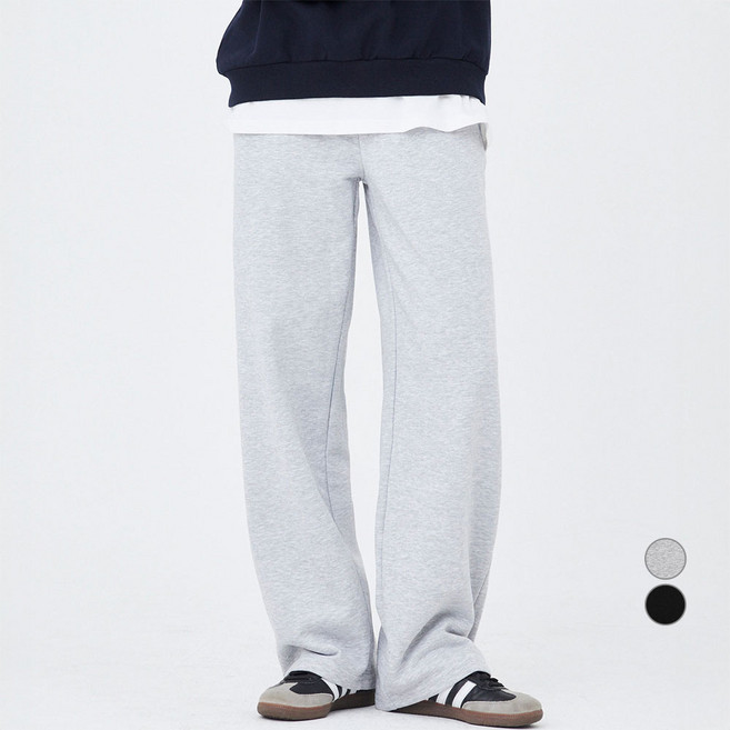 afinar 女款Logo刺繡半寬版日常休閒棉褲