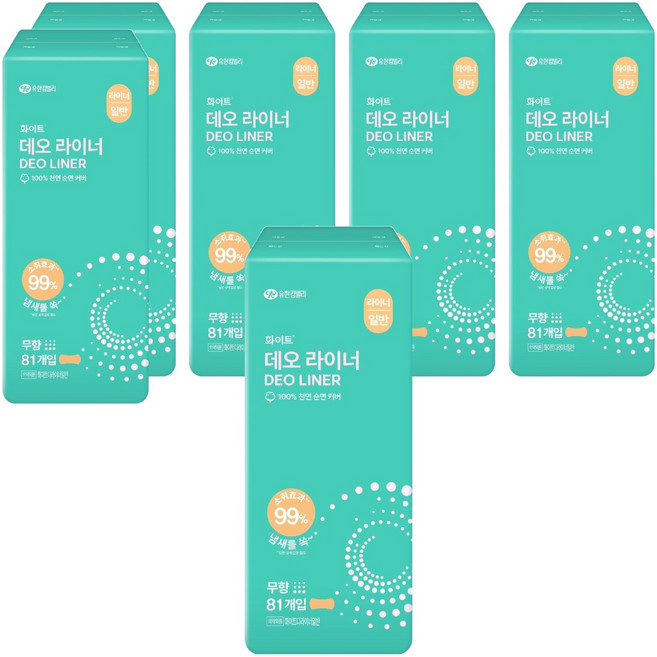화이트 데오 팬티라이너, 일반, 81개입, 6개