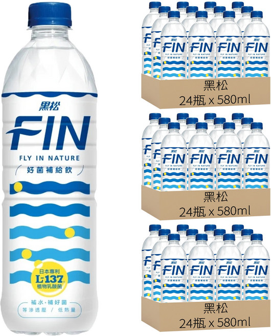 黑松 FIN 好菌補給飲, 580ml, 72瓶
