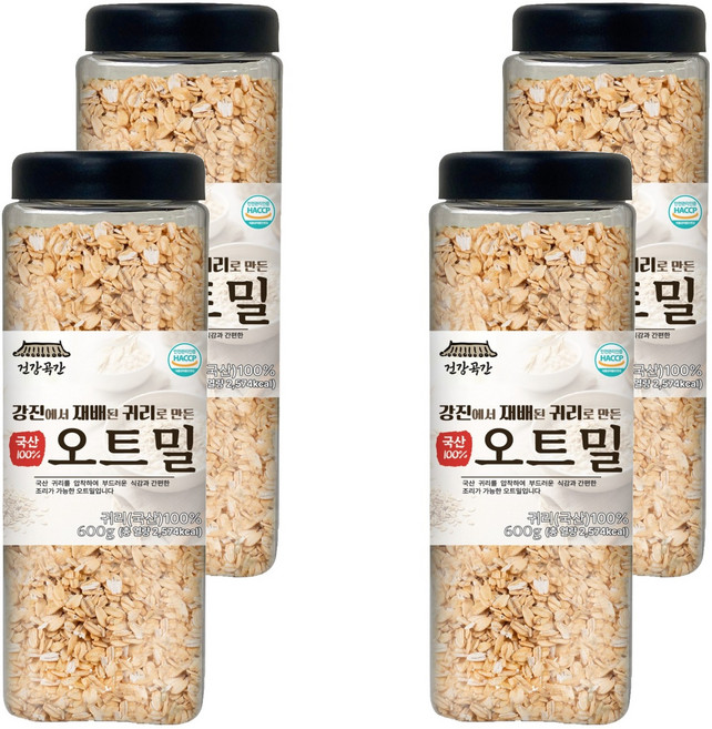 건강곡간 강진 귀리로 만든 국산 오트밀, 600g, 4개