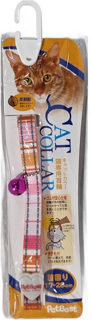 PetBest 貓公爵格紋反光貓頸圈, 格紋 粉色, 1條
