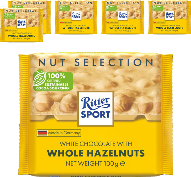 Ritter Sport 白巧克力榛果, 100g, 6個