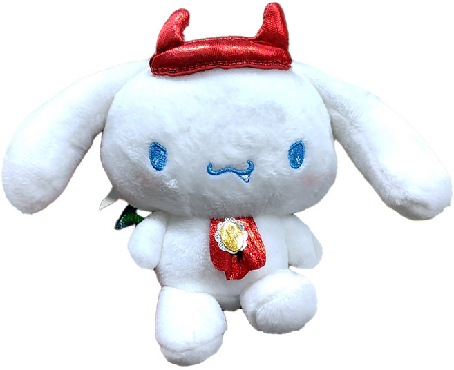 Sanrio 三麗鷗 造型玩偶吊飾 14 x 11 x 5.5cm 大耳狗 惡魔, 14cm, 大耳狗 惡魔 白色 + 紅色, 1個