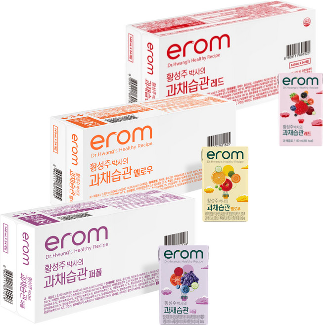 이롬 과채습관 옐로우 24p + 퍼플 24p + 레드 24p 세트, 1세트, 140ml