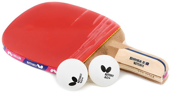 버터플라이 펜홀더 탁구 라켓 + 공 2p, BIRIBA 2-1, 1세트