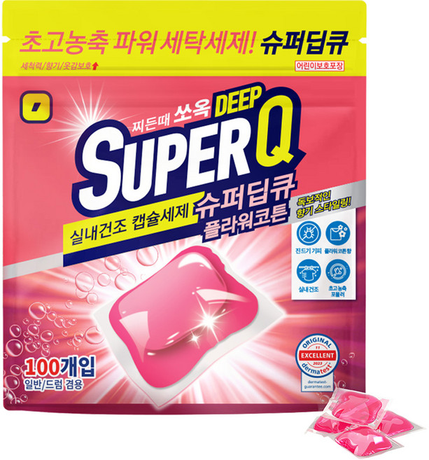 갓성비 슈퍼딥큐 캡슐세제 플라워코튼향, 1개, 100개입