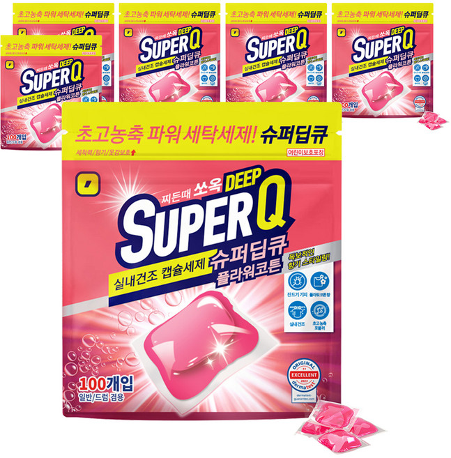 갓성비 슈퍼딥큐 캡슐세제 플라워코튼향, 6개, 100개입