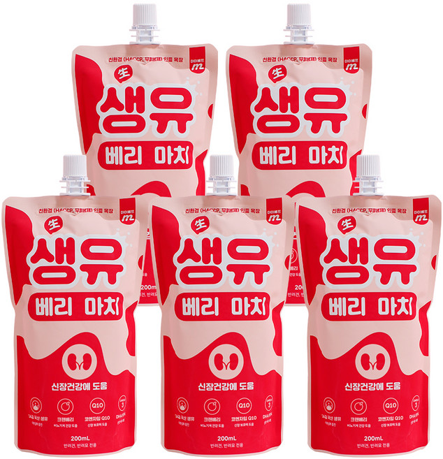 마이베프 반려동물 생유베리마치 펫밀크, 크랜베리맛, 200ml, 5개