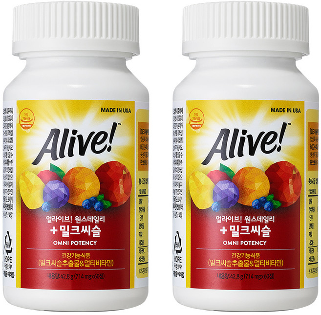 얼라이브 원스데일리 + 밀크씨슬, 60정, 2개