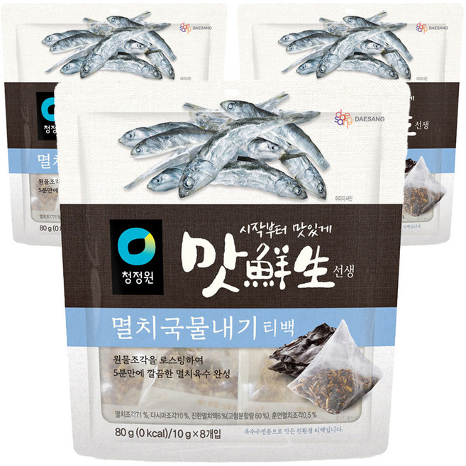 맛선생 멸치국물내기 티백, 80g, 3개