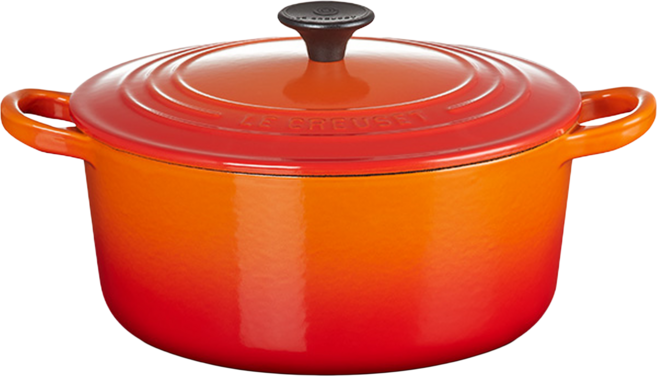 LE CREUSET bis琺瑯鑄鐵鍋圓鍋, 22cm, 火焰橘, 1個