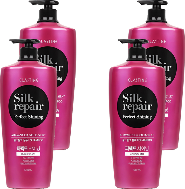 엘라스틴 퍼펙트 샤이닝 골드실크 샴푸 실크리페어, 1.2L, 4개
