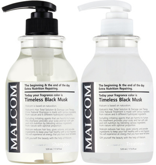 Malcolm Timeless 黑麝香洗髮水 520ml + Treatment 520ml 套組, 1套