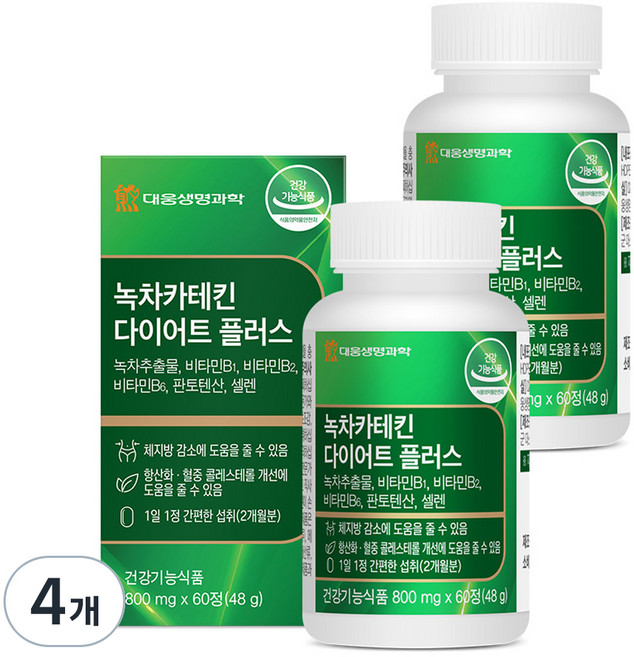DAEWOONG LIFE SCIENCE 綠茶兒茶素Diet Plus補充錠 48g, 60顆, 4個