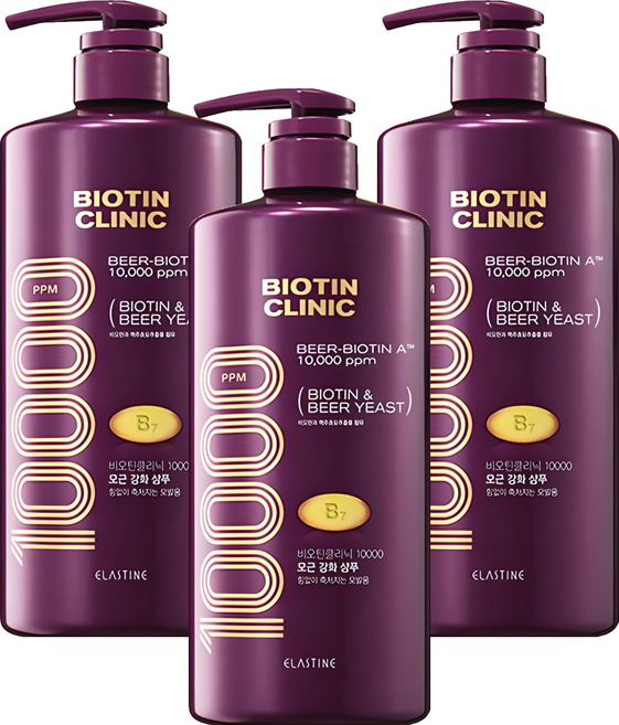 엘라스틴 비오틴클리닉 10000 샴푸 싱그러운향, 1L, 3개