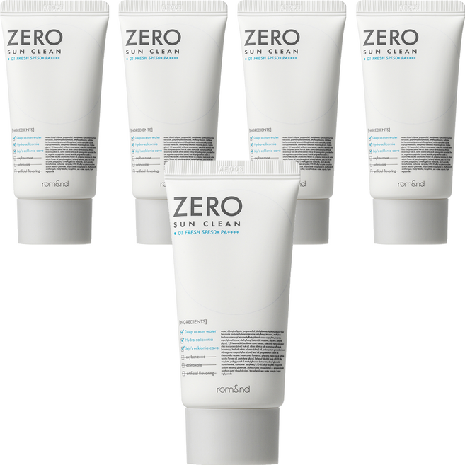 롬앤 제로 선 클린 01 프레쉬 SPF50+ PA++++, 50ml, 5개