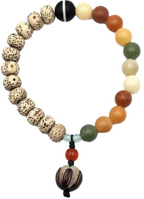 星月菩提根手串 星月菩提根念珠 蓮花造型 星月菩提根 單圈, 1個, Multi-color