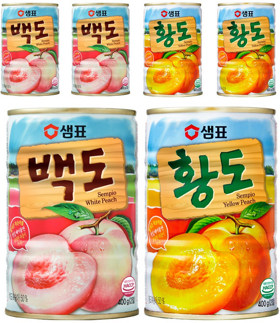 샘표 통조림 황도 400g 3p + 백도 400g 3p, 1세트