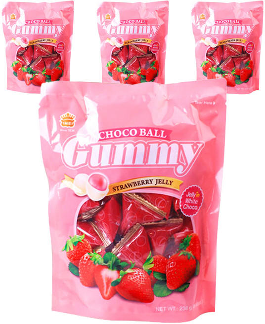 이메이 구미초코볼 딸기맛, 238g, 4개