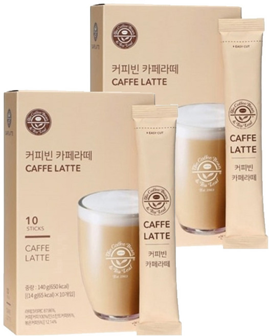 커피빈 카페 라떼 커피믹스, 14g, 10개입, 2개