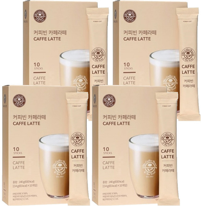 커피빈 카페 라떼 커피믹스, 14g, 10개입, 4개