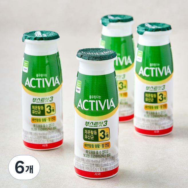 풀무원 다논 액티비아 부스트샷3 사과, 6개, 4개입, 100ml
