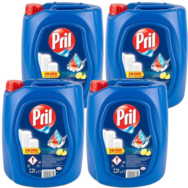 Pril 濃縮高效能洗碗精 檸檬香氛, 3.868L, 4桶