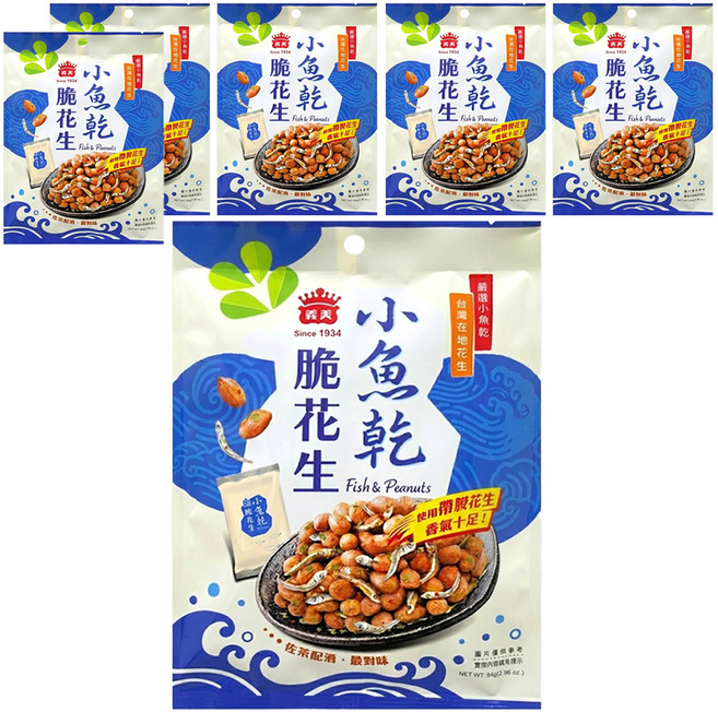 義美 小魚乾脆花生, 84g, 6袋