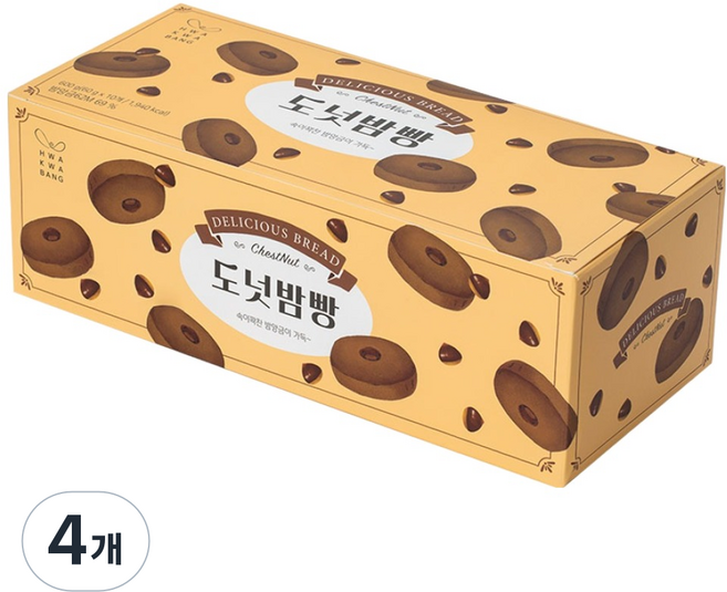 HWA KWA BANG 甜甜圈栗子麵包, 4個, 600g