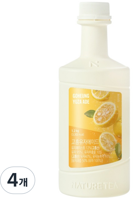 네이쳐티 고흥유자에이드, 1.2kg, 4개
