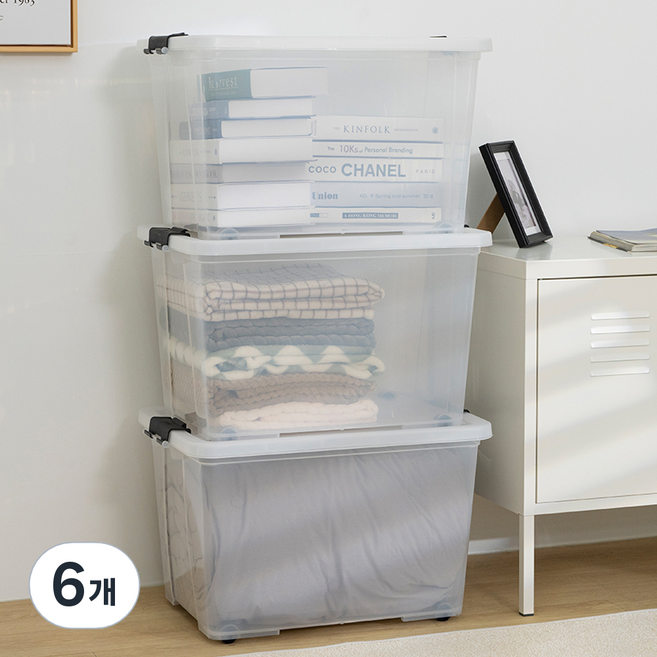 코멧 홈 베이직 투명 리빙박스, 6개