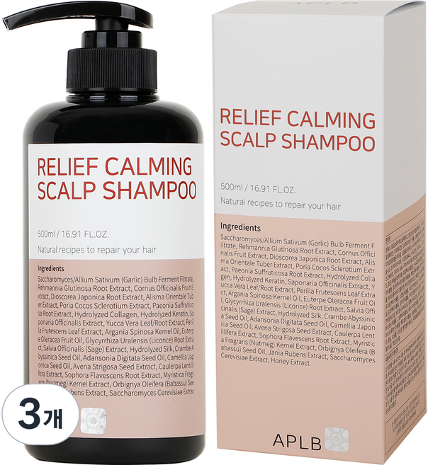 에이플비 릴리프 카밍 스칼프 두피 샴푸, 500ml, 3개
