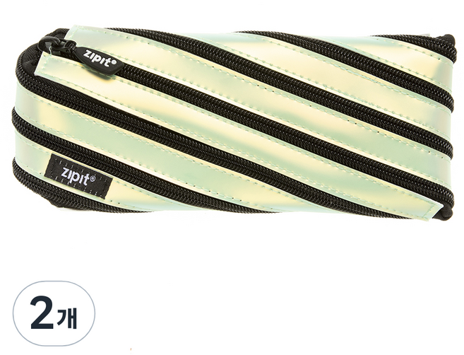 집잇 메탈릭네온 파우치 클러치 펜케이스, 샴페인, 2개