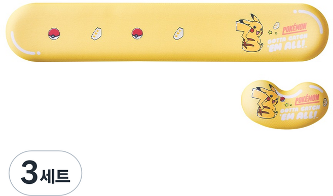 퓨전에프엔씨 포켓몬스터 키보드 + 마우스 손목 받침대 세트 FPKP10, 피카츄, 3세트