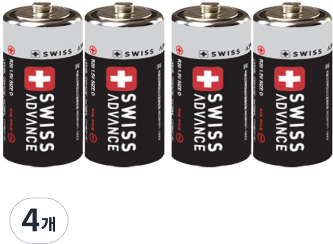 스위스어드밴스 망간 D형 건전지 R20, 2개입, 4개