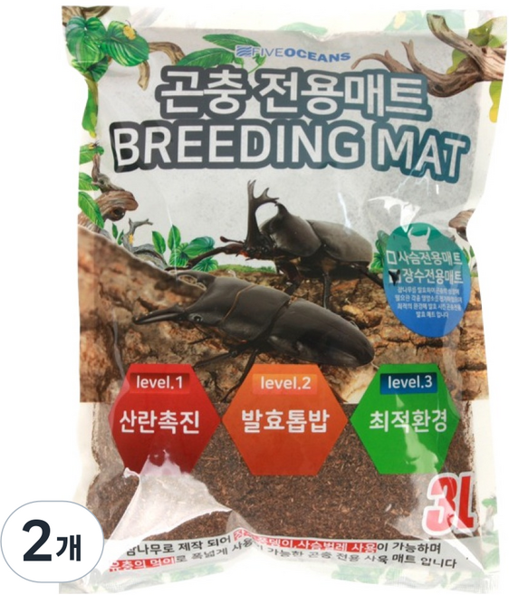파이브오션 발효 장수 풍뎅이 바닥재 3L, 혼합색상, 2개