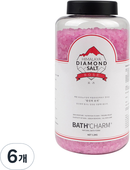 바스참 히말라야 다이아몬드솔트 입욕제 로즈, 1.2kg, 6개