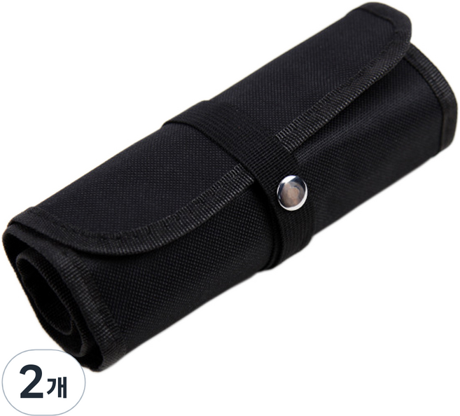 코히모 색연필 파우치 48홀 롤필통, 블랙, 2개