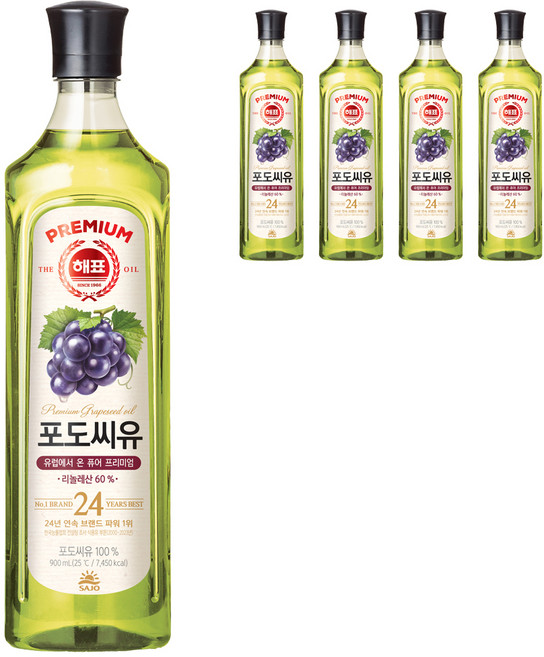 해표 포도씨유, 900ml, 5개