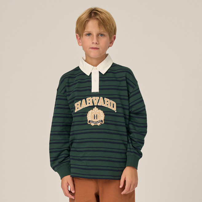하버드키즈 아동용 프레피 멀티 스트라이프 럭비 셔츠 HJCTPSD34097