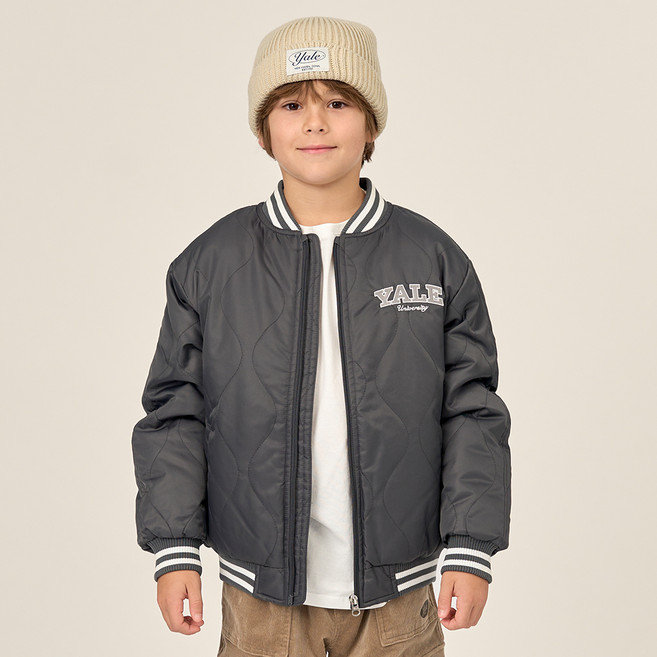 예일키즈 주니어 아동용 아치 로고 퀼티드 패딩 점퍼 YJCTJPD43174