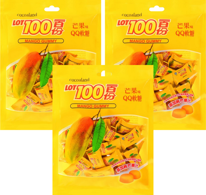 LOT100 一百份 芒果味QQ軟糖, 200g, 3袋