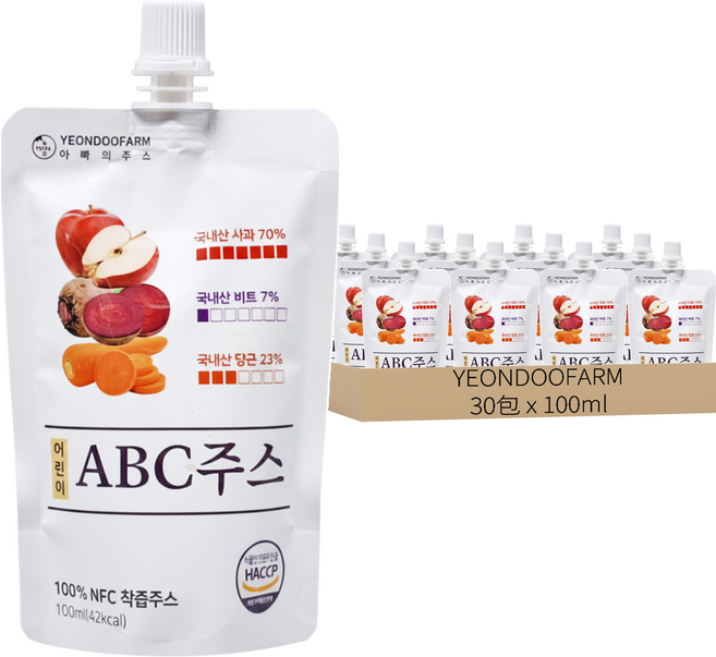 YEONDOOFARM 兒童ABC綜合蔬果汁, 100ml, 30包