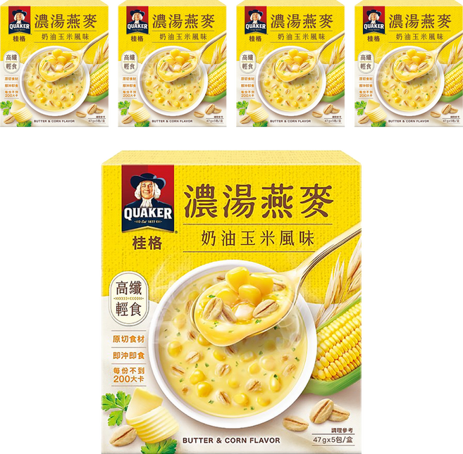 QUAKER 桂格 濃湯燕麥 奶油玉米風味 5包, 235g, 5盒