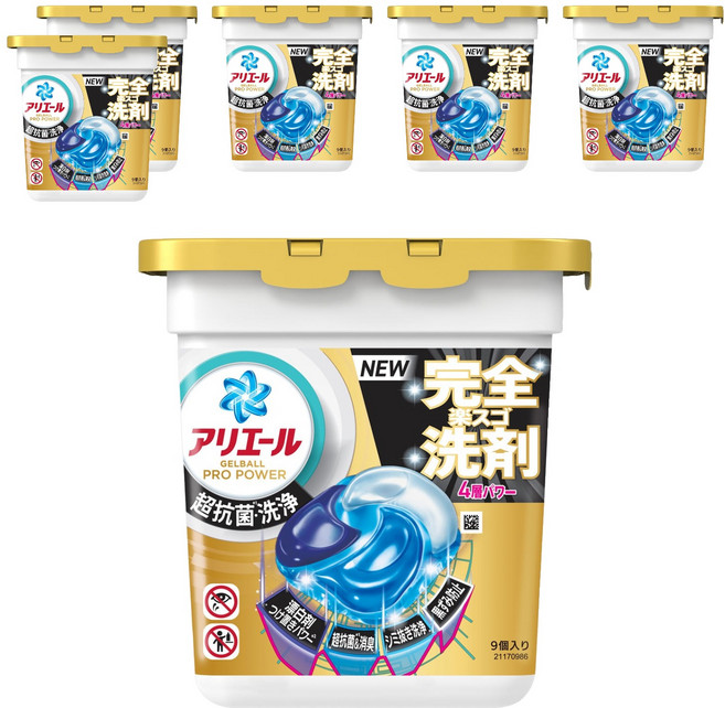 ARIEL 日本原裝進口 PRO POWER 酵素漂白去污強洗淨力洗衣球, 金色, 6盒